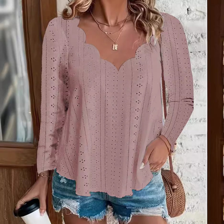 Dame blomsterbroderet bluse Stilla