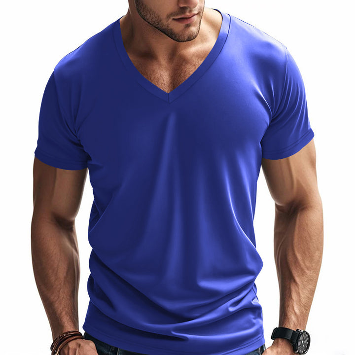 Herrer Sporty Kortærmet T-shirt med V-hals og funktionelt mesh-stof Stilla