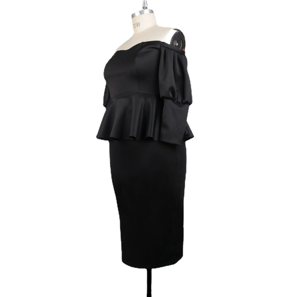 Dame Figurtilpasset Peplum Kjole med Off-Shoulder Udsnit Skovae