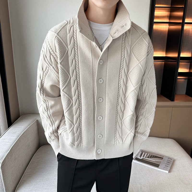 Herre struktureret kabelstrik cardigan sweater Stilla 1749704204