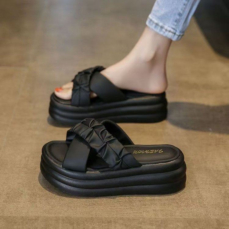 Dame Plateau-sandaler med elastisk rem og moderigtigt frynsedesign Stilla