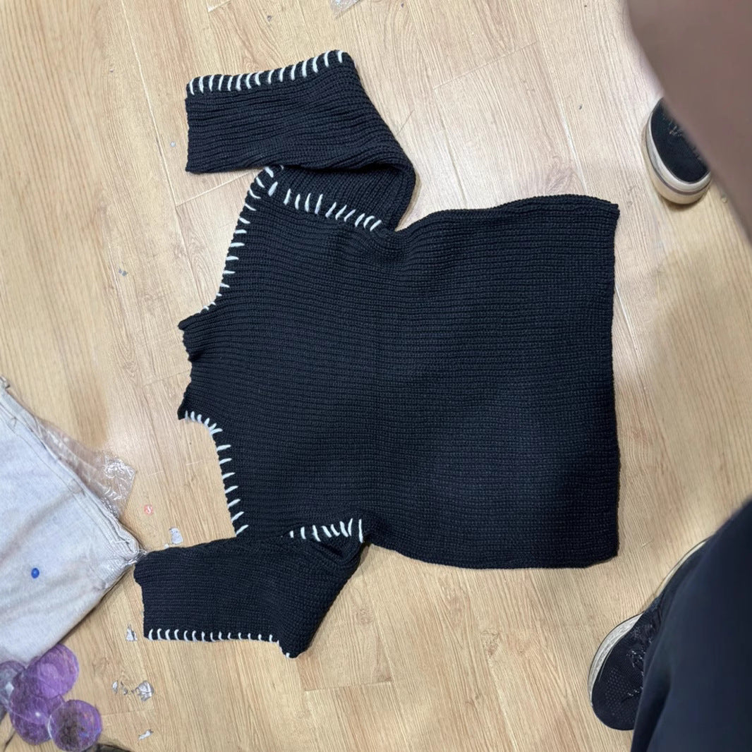 Dame hyggelig sweater med høj krave og struktureret strikkemønster Stilla