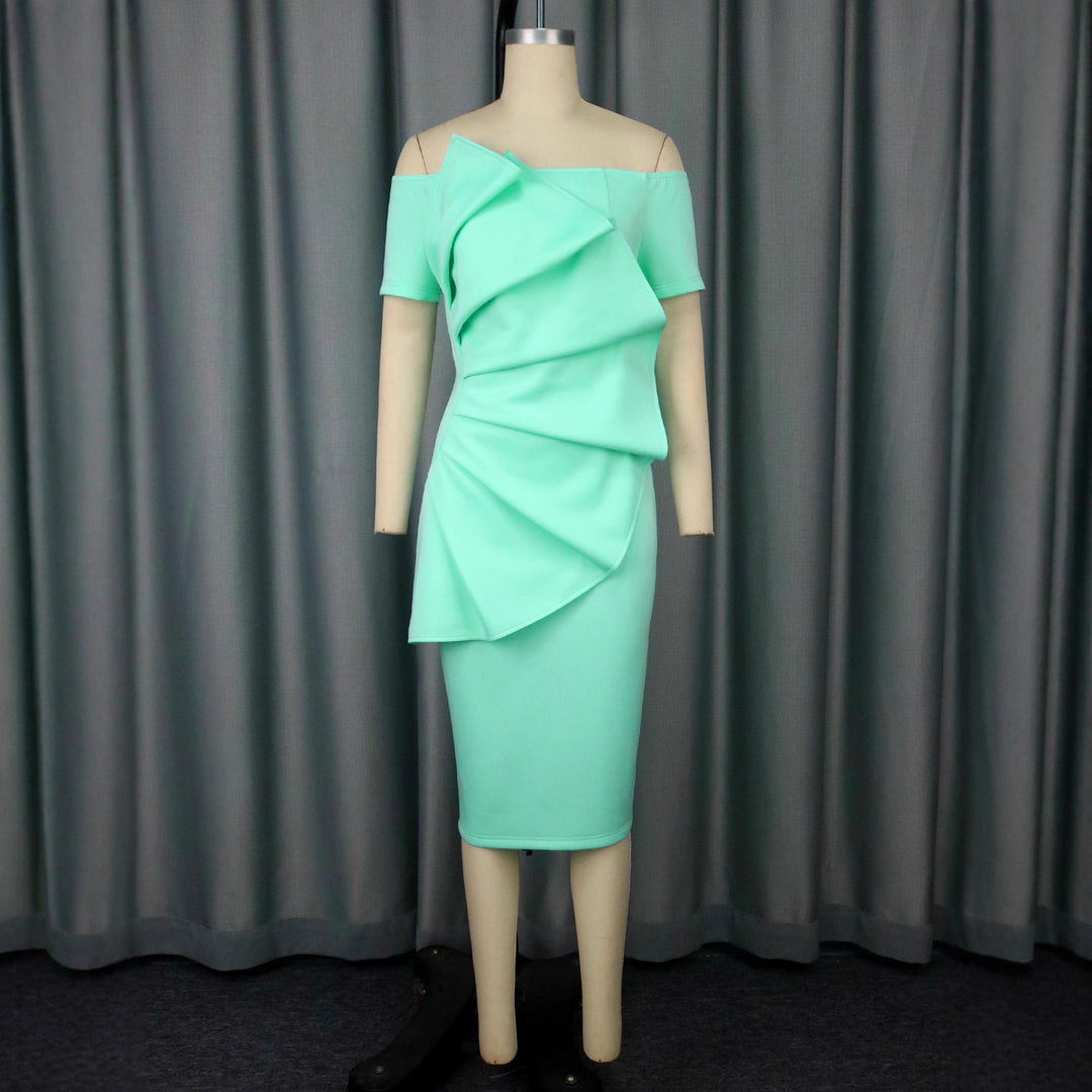 Dame Elegant cocktailkjole med asymmetrisk draperingsdesign Skovae
