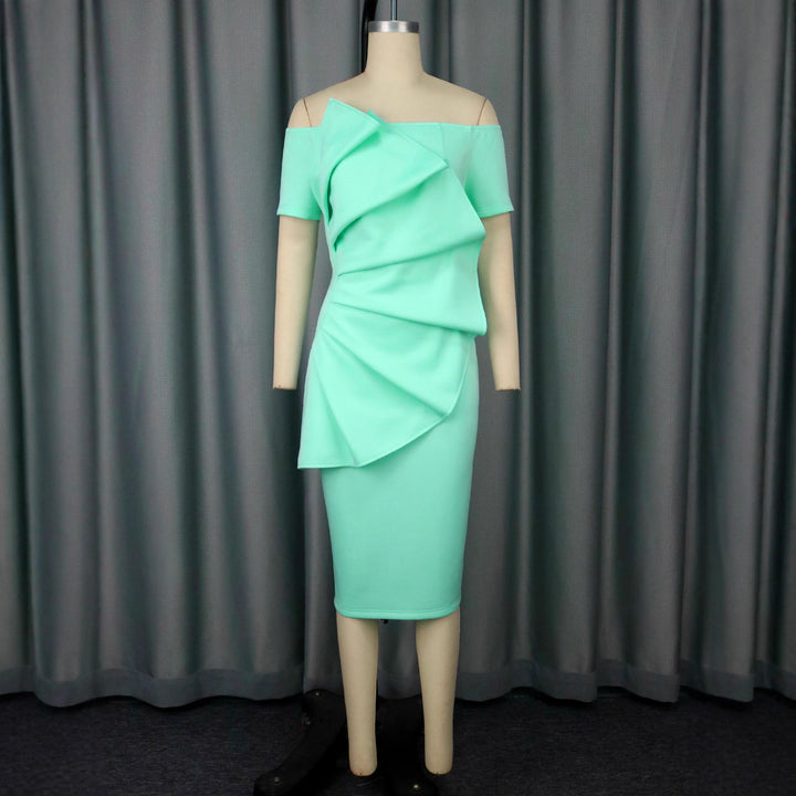 Dame Elegant cocktailkjole med asymmetrisk draperingsdesign Skovae