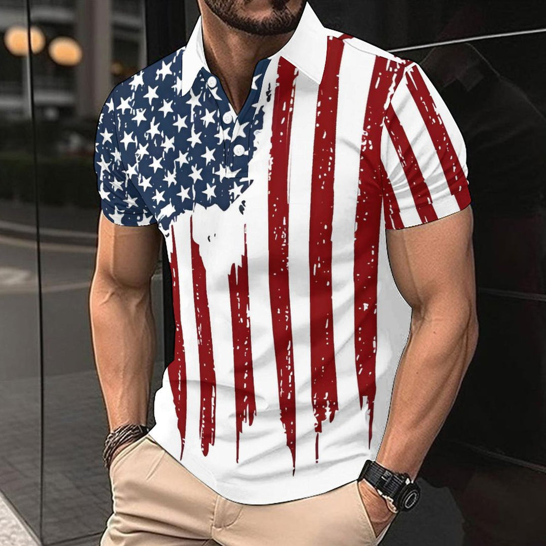 Herrer Polo-Shirt i moderne flagstil Stilla