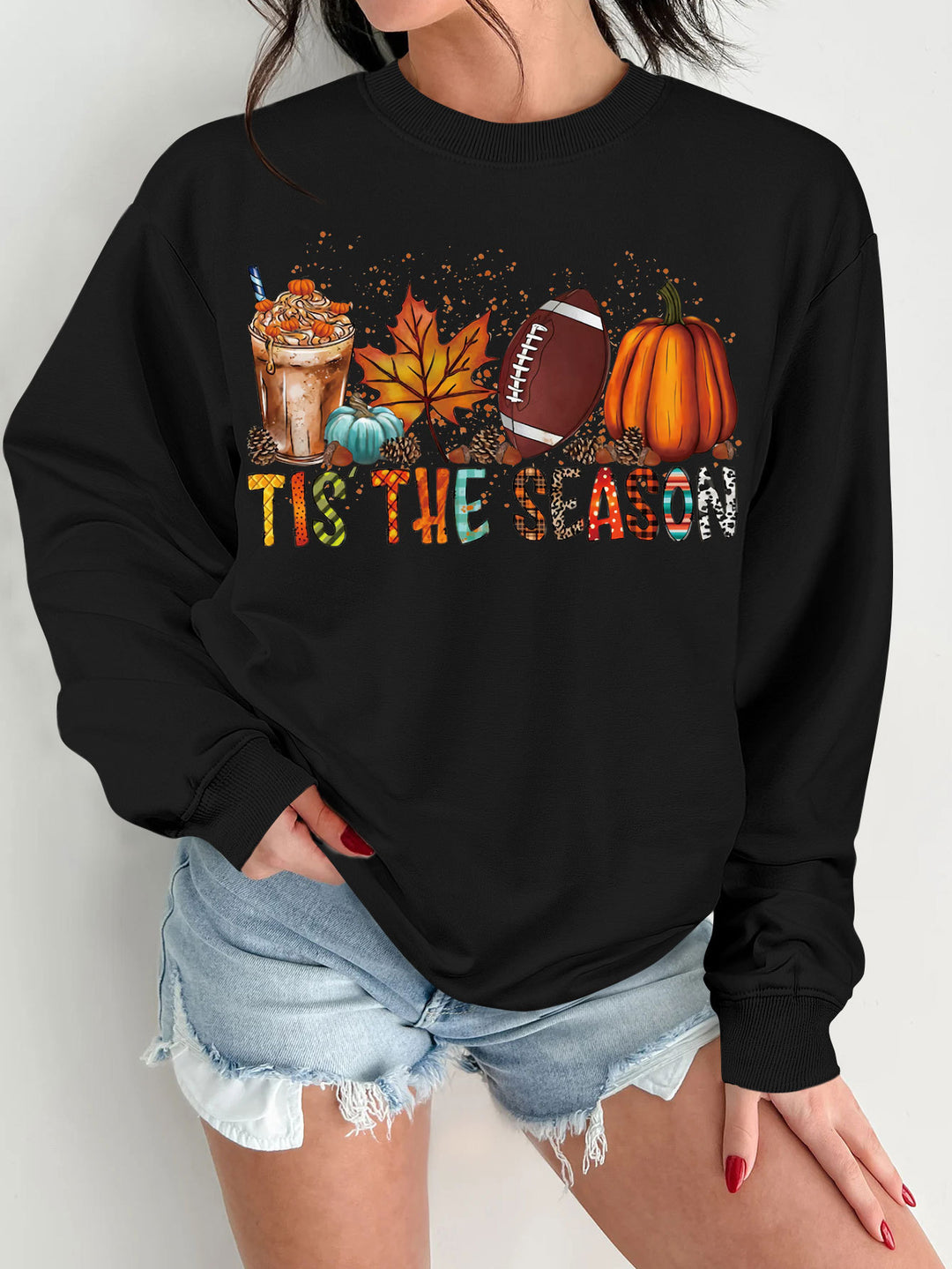 Women's sweatshirt with autumn motif and relaxed fit Stilla