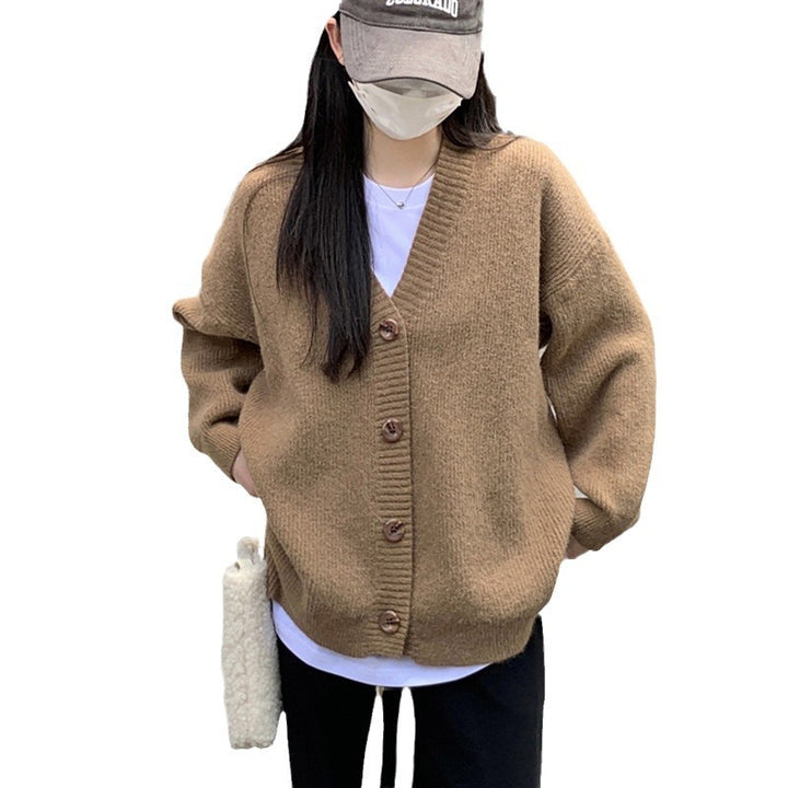 Femme Cozy V-Udskæring Knap-Op Strik Cardigan Stilla