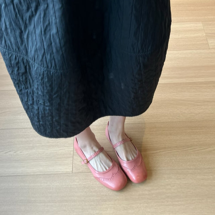 Dame Mary Jane Ballerinas med dekorative syninger Stilla