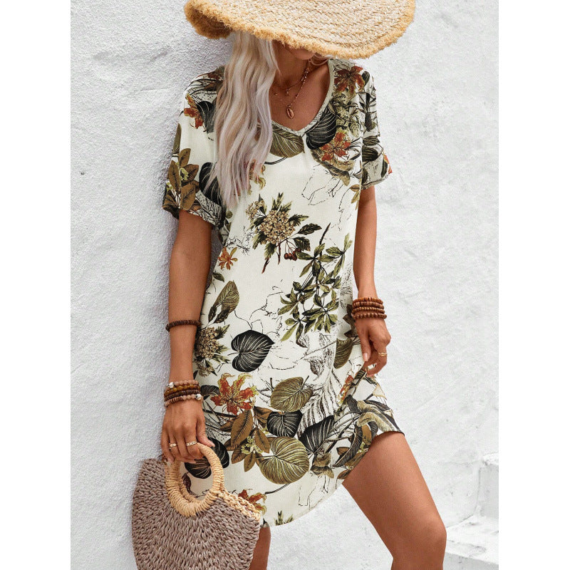 Dame Fritid Floral Print Swing Kjole Stilla