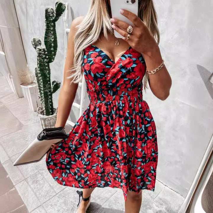 Dame Sommerlig Wrapkjole med florale accenter Stilla