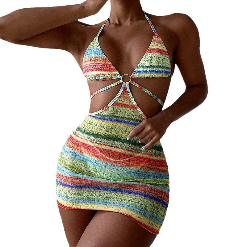 Kvinder Cut-Out Halter Mini Kjole Stilla