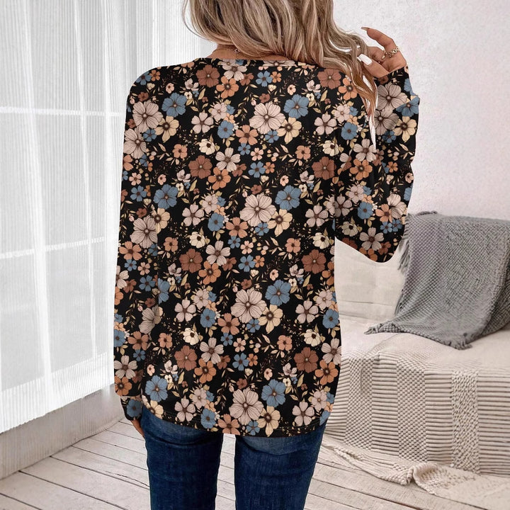 Dame blomster-motiveret Langærmet skjorte med blødt snit og moderne design Stilla