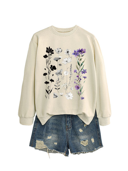 Kvinders sweatshirt med blomster grafikdesign og blødt inderfor Stilla