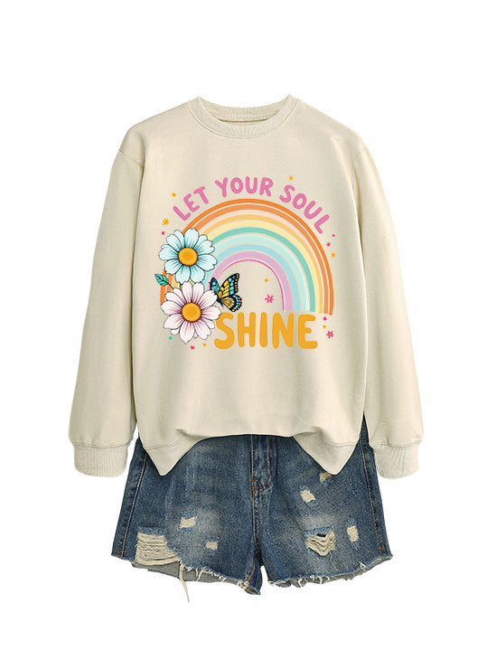 Kvinders sweatshirt med farverig gradient og blomster grafisk design Stilla
