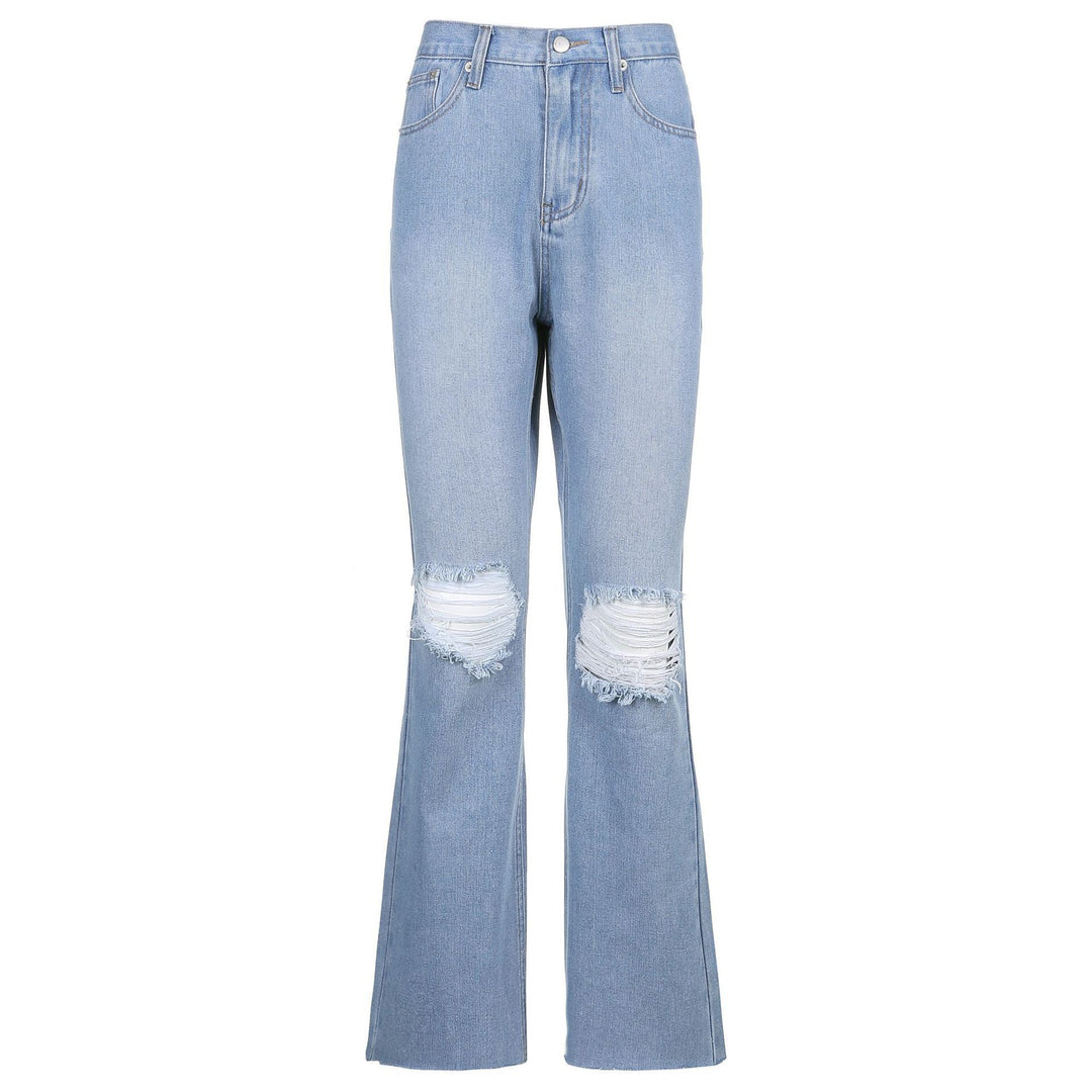 Dame Bootcut Jeans med ødelagte effekter og høj talje Stilla