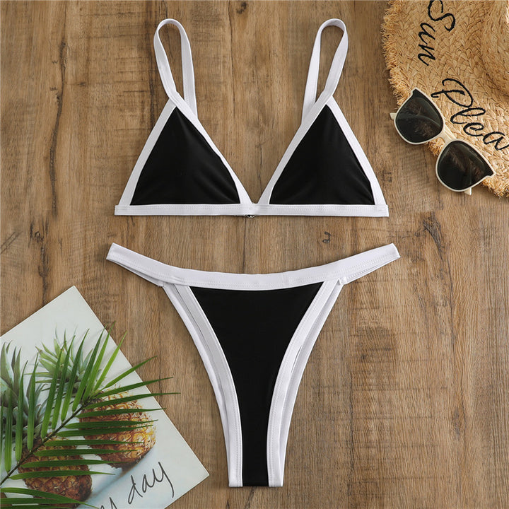 Dame Triangle Bralette og Højskåret Bikiniunderdel Sæt Stilla