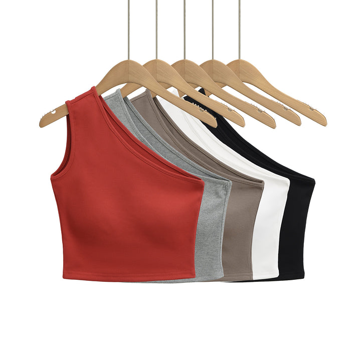 Dame Asymmetrisk Crop-Top i blødt strækmateriale med elegant design Stilla