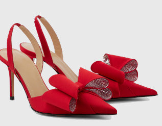 Femme Slingback Højhælede Pumps med dekorativ bue og rhinestone-detaljer Stilla