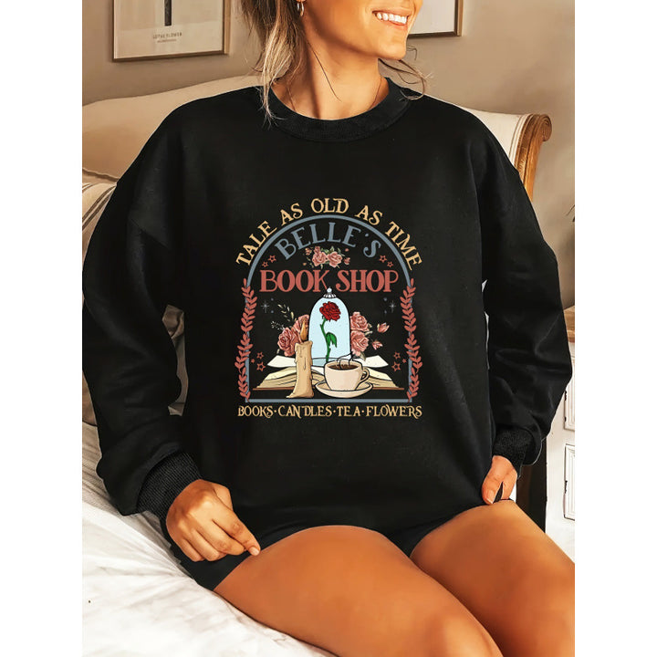 Dame sweatshirt med unikt boghandel motiv Stilla