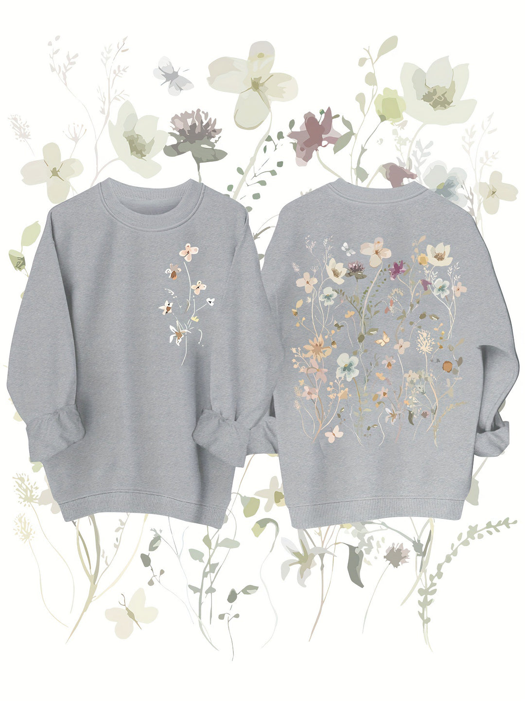 Kvinders sweatshirt med blomstermønster og blød inderside Stilla