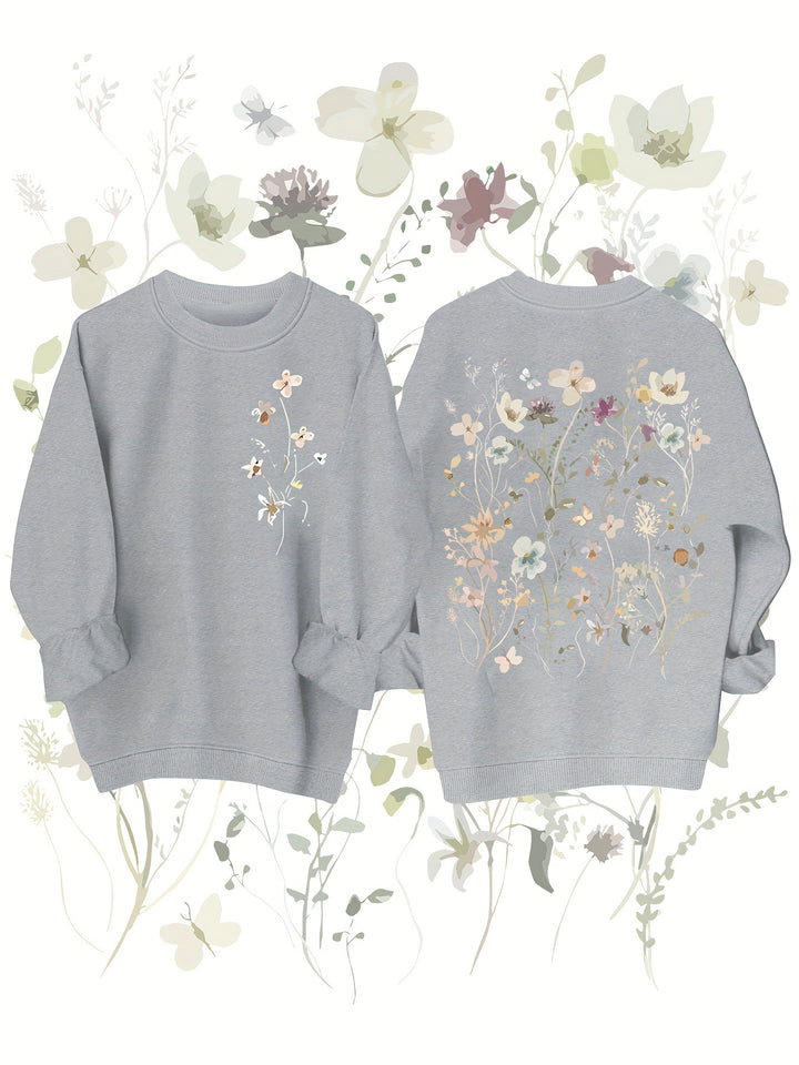 Kvinders sweatshirt med blomstermønster og blød inderside Stilla