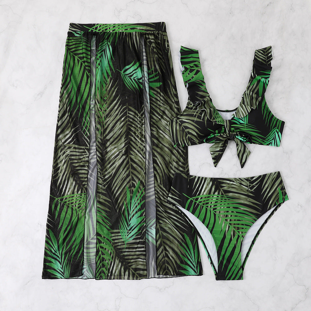 Dame bikini-sæt med fashionable indpakningsskørt og blomsterdesign Stilla