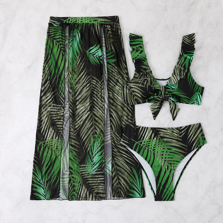 Dame bikini-sæt med fashionable indpakningsskørt og blomsterdesign Stilla