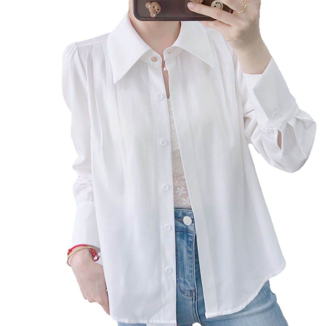 Dame Elegant Langærmet Bluse med klassiske detaljer og moderne snit Stilla