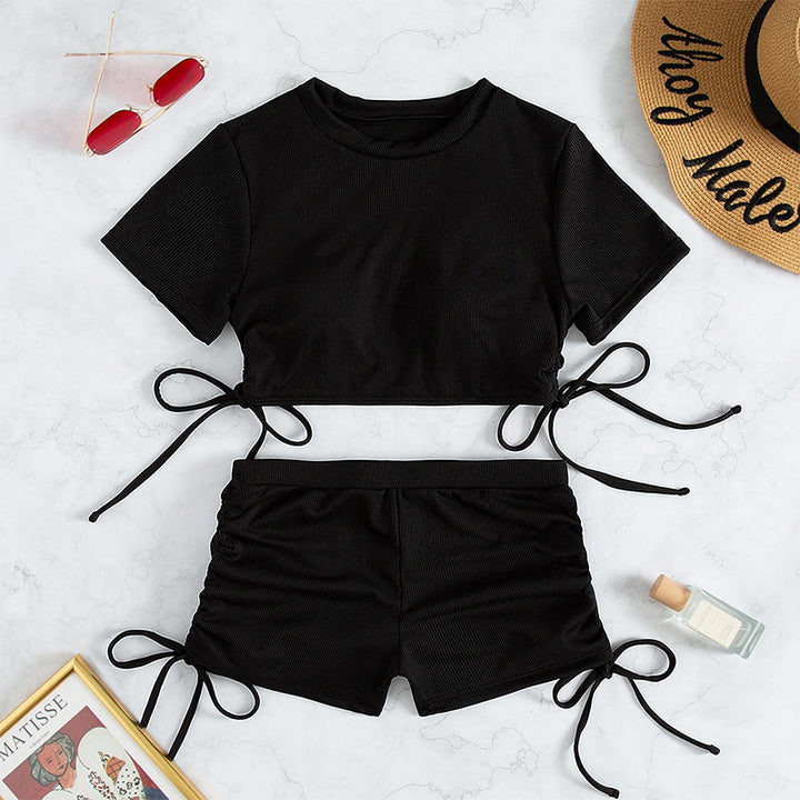 Dame Sporty Crop-Top og Shorts-Sæt Skovae