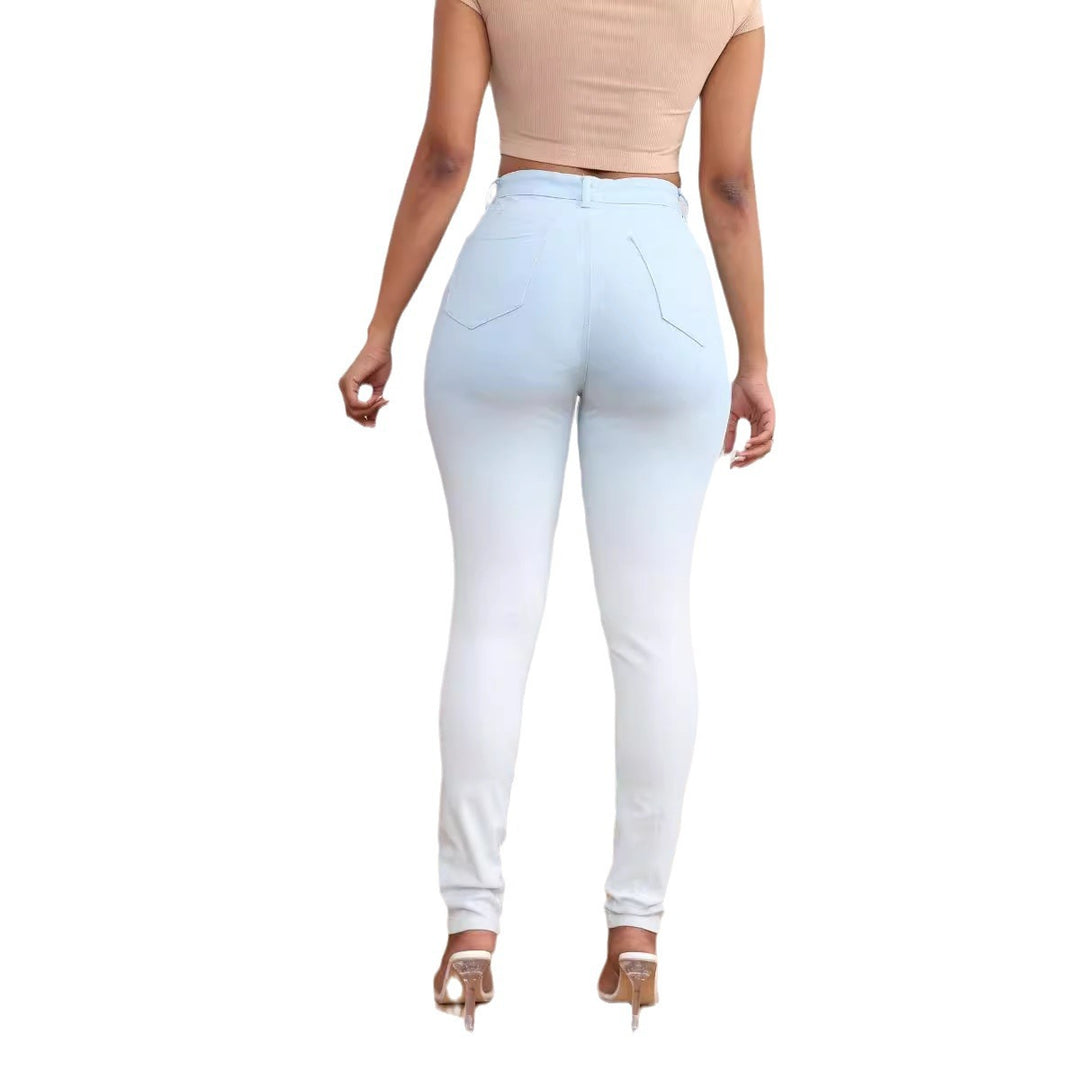 Dame Høj taljeret Skinny Jeans med moderne Ripped-detaljer og komfortabel Stretch Stilla