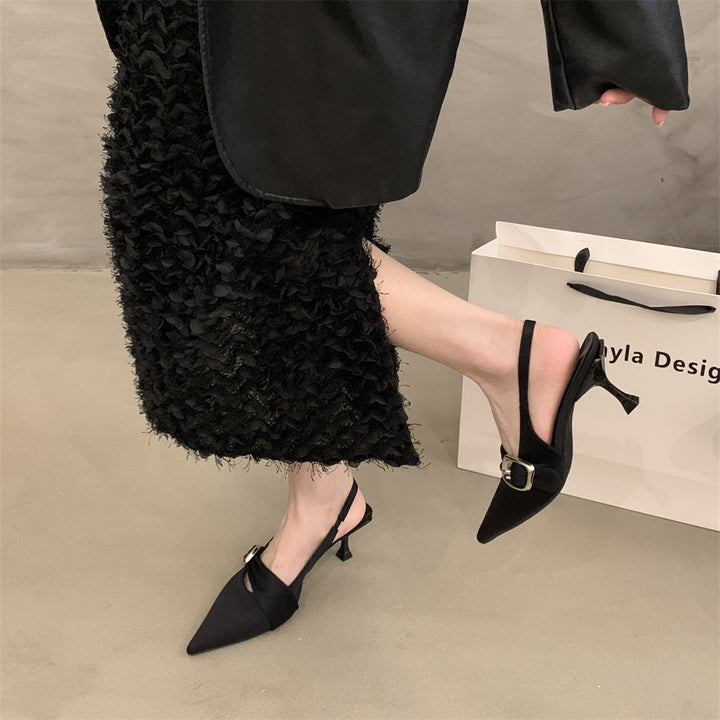 Dame elegante spidse Slingback-Mules med spændeaccent Stilla