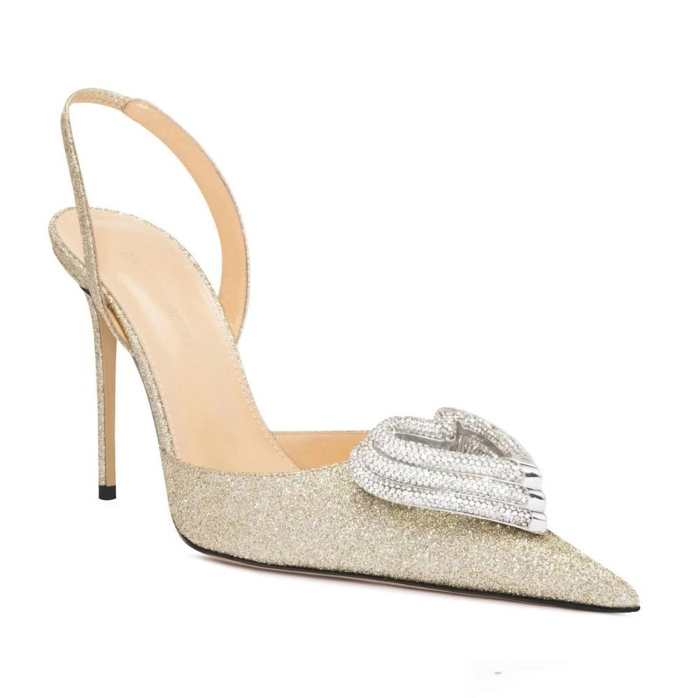 Femme Elegante Højhælede Slingback Sko med Strass Accent Stilla