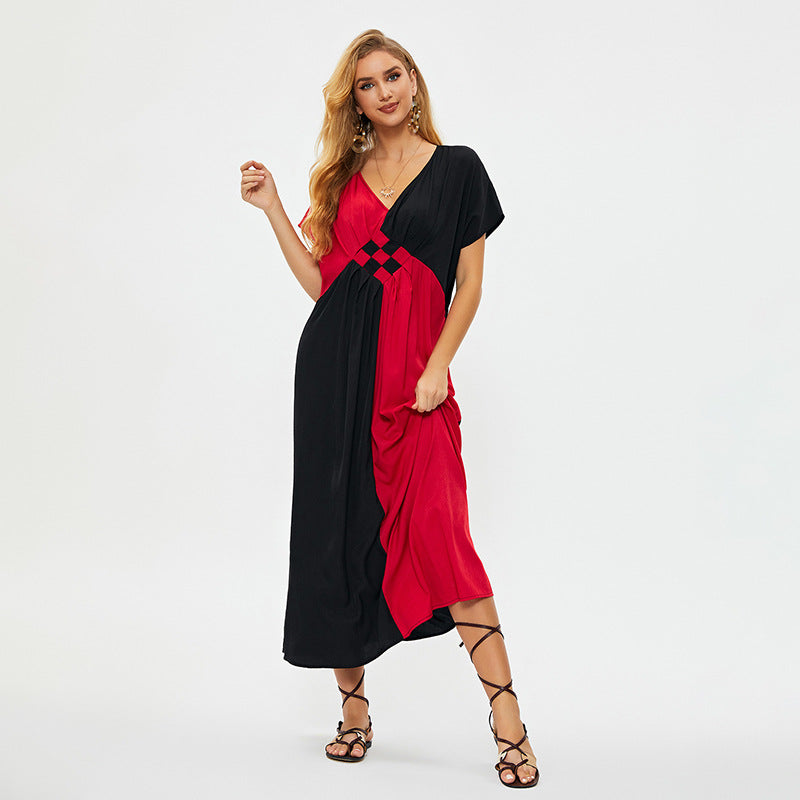 Dame Maxikjole med raffineret Colorblock-design Stilla