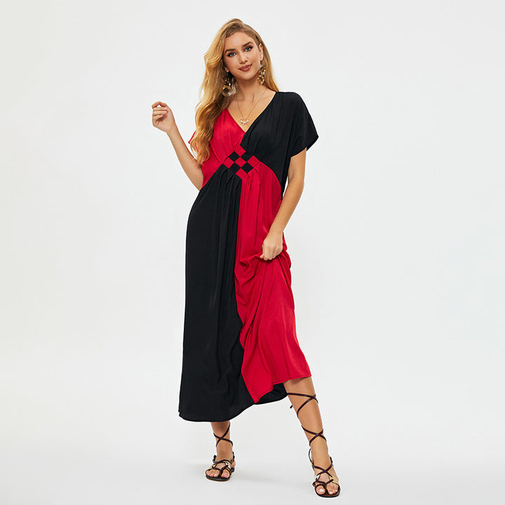 Dame Maxikjole med raffineret Colorblock-design Stilla