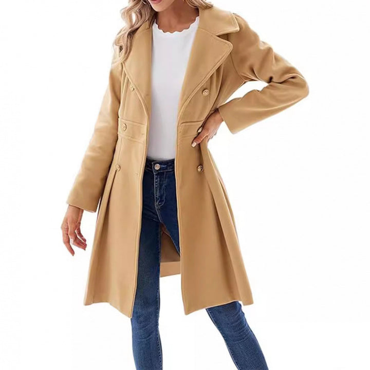 Dame skræddersyet trenchcoat med dobbelt knap række og folder Stilla