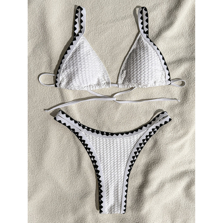Dame Triangel-Bikini med struktureret stof og kontrastfarvede accenter Stilla