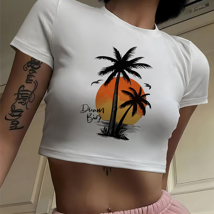 Dame Crop-Shirt med legende spøgelsesmotiv Skovae