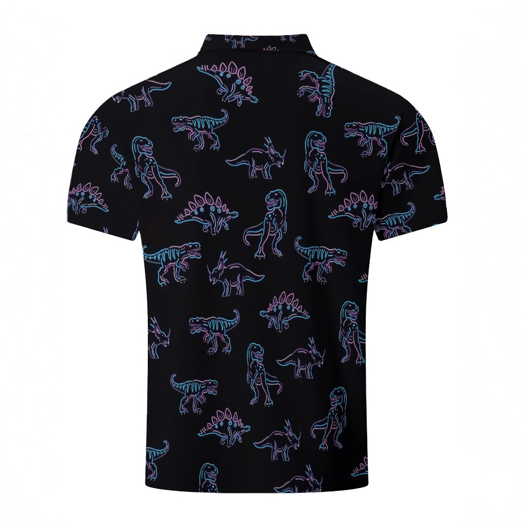 Herrer Poloshirt med kreativ dinosaurtryk Stilla