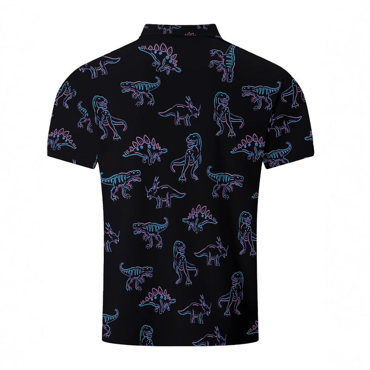 Herrer Poloshirt med kreativ dinosaurtryk Stilla