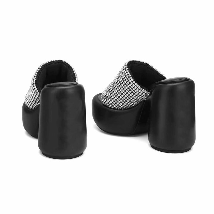 Femme med rhinsten dekorerede plateau-mules Stilla