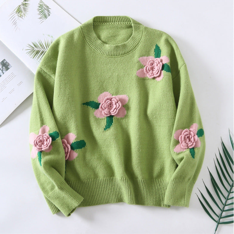Femme Floral Broderet Pullover Stilla