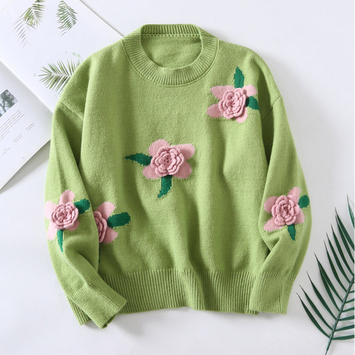 Femme Floral Broderet Pullover Stilla
