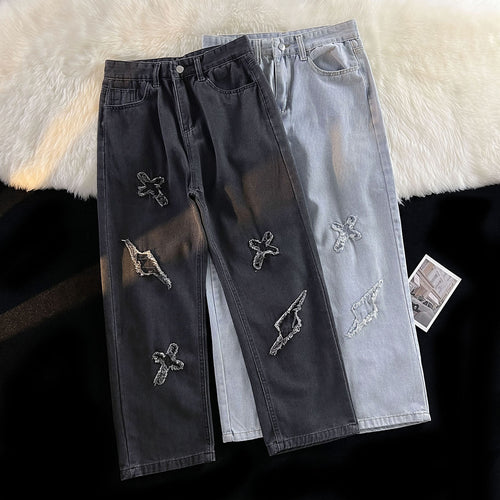 Damer løse højtaljede jeans med kreativt destroyed-design og afslappet snit Stilla