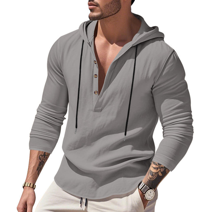 Herrer afslappet hoodie med knapdetalje og tætsiddende snit Stilla