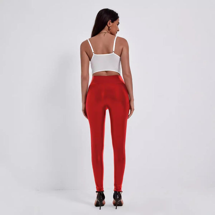 Dame Figurtilpassede Højtaljede Leggings i Kunstlæder Stilla
