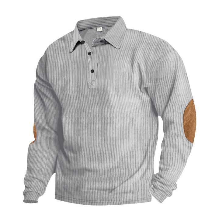 Herrer langærmet Henley sweater med struktureret design og elegante elbows patches Stilla