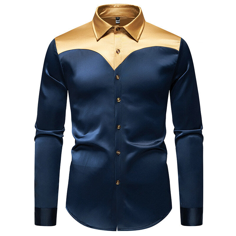 Herrer Elegant Satin Skjorte Stilla