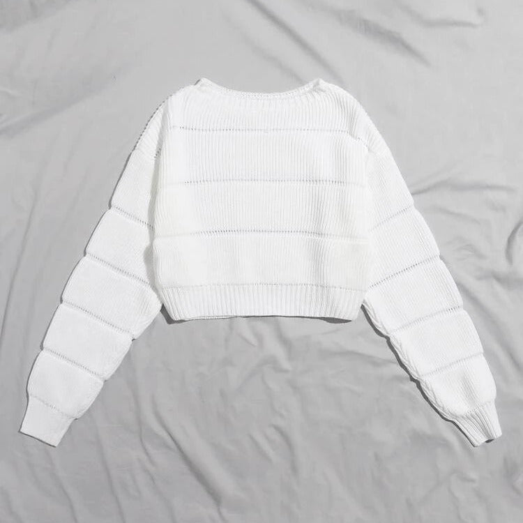 Dame moderigtige bløde crop pullover med tekstureret design Stilla