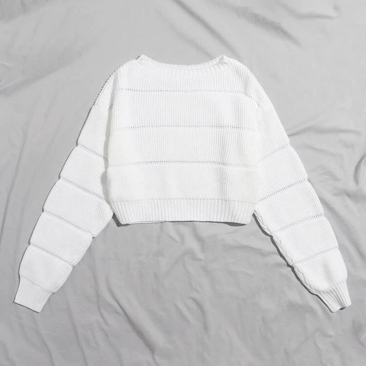 Dame moderigtige bløde crop pullover med tekstureret design Stilla
