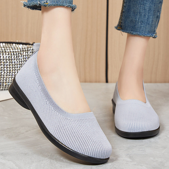 Dame Slip-On Strik Ballet Flats med ergonomisk fodbund Stilla